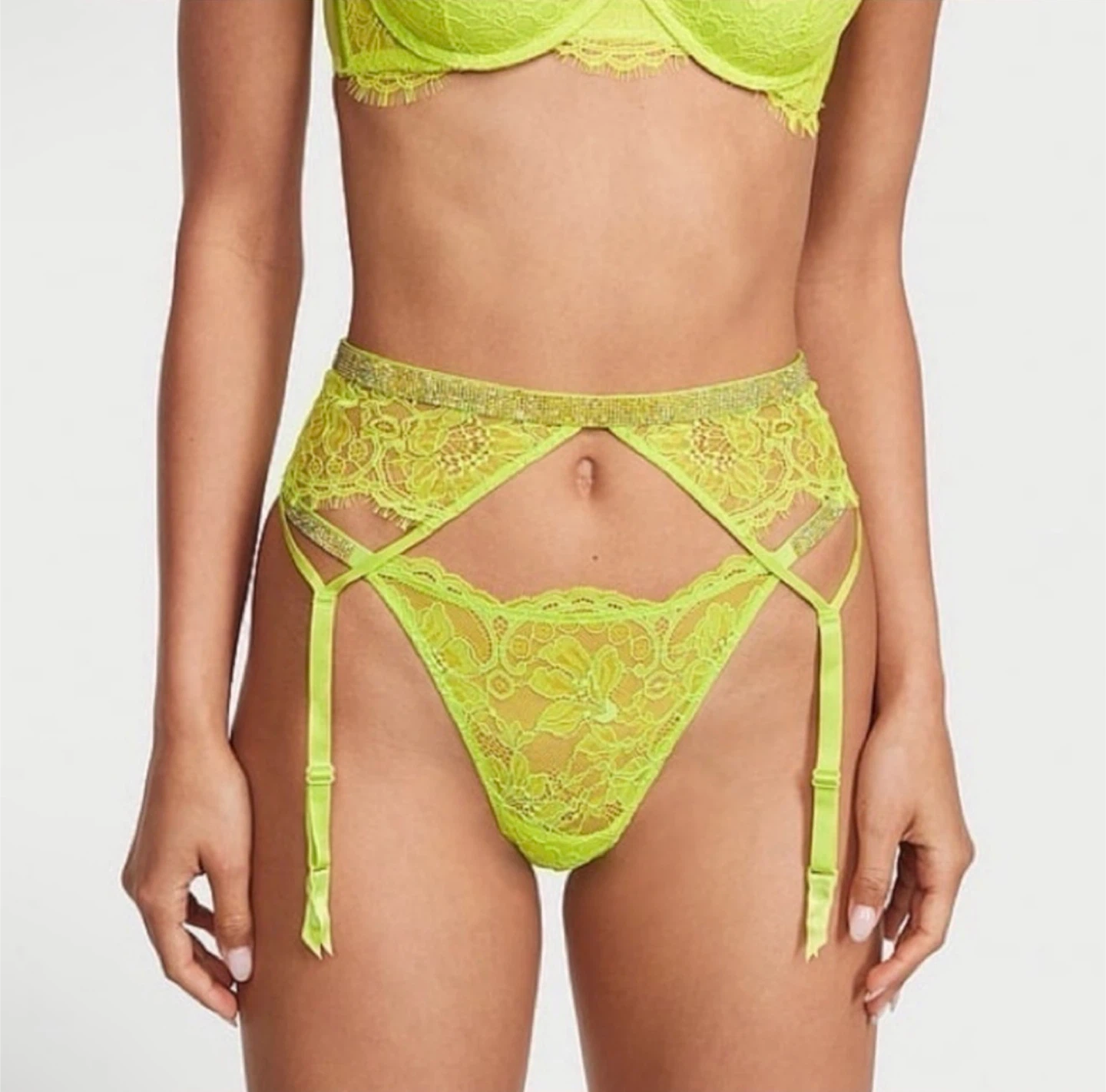 BNWT! Victoria’s Secret Lace Garter - Limelight Green - photo 2