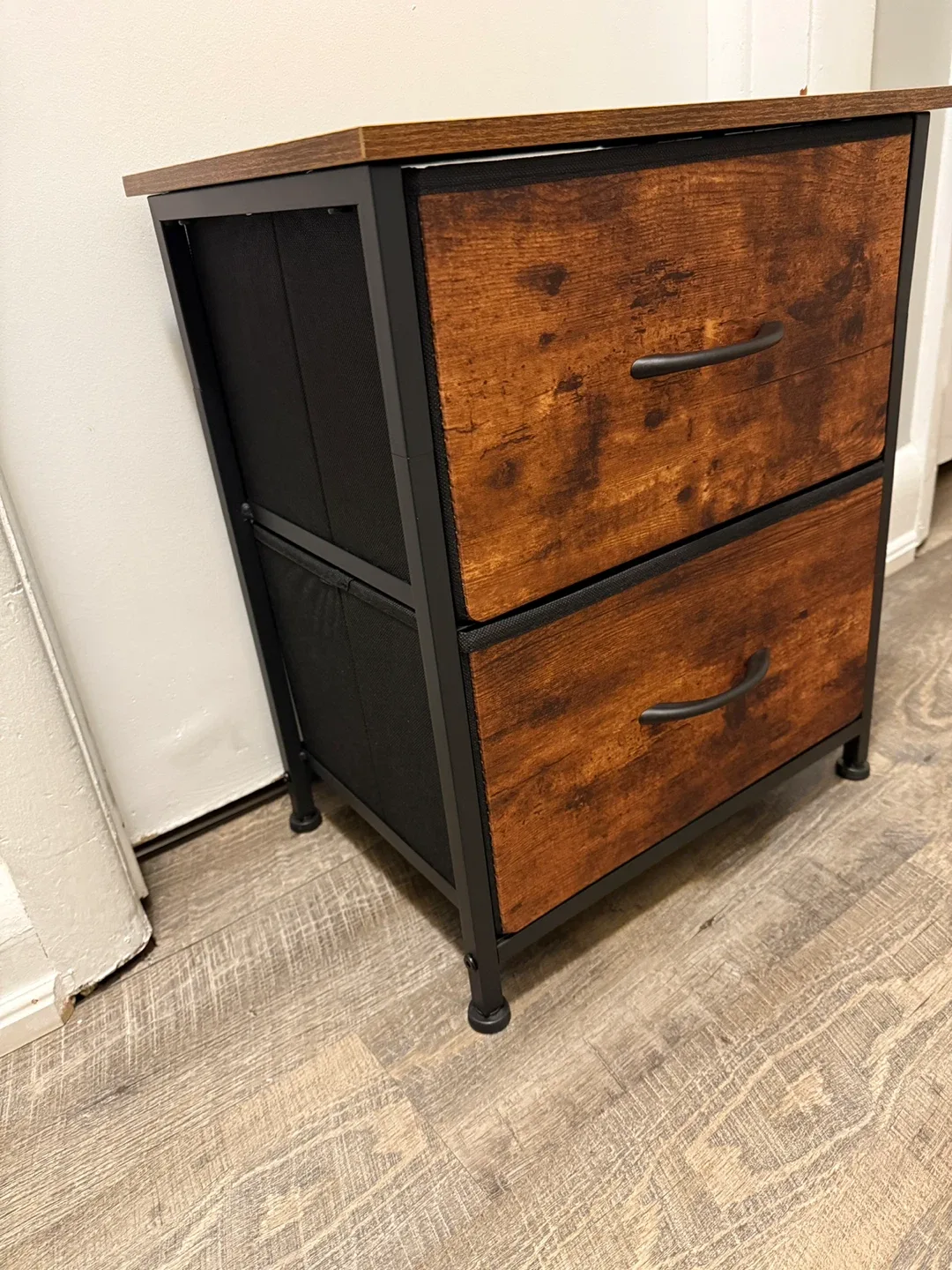 Wood & Black 2-Drawer Nightstand image indicator(5)