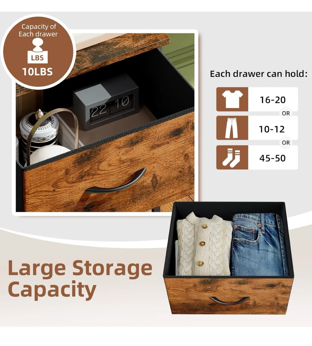 Wood & Black 2-Drawer Nightstand image indicator(9)