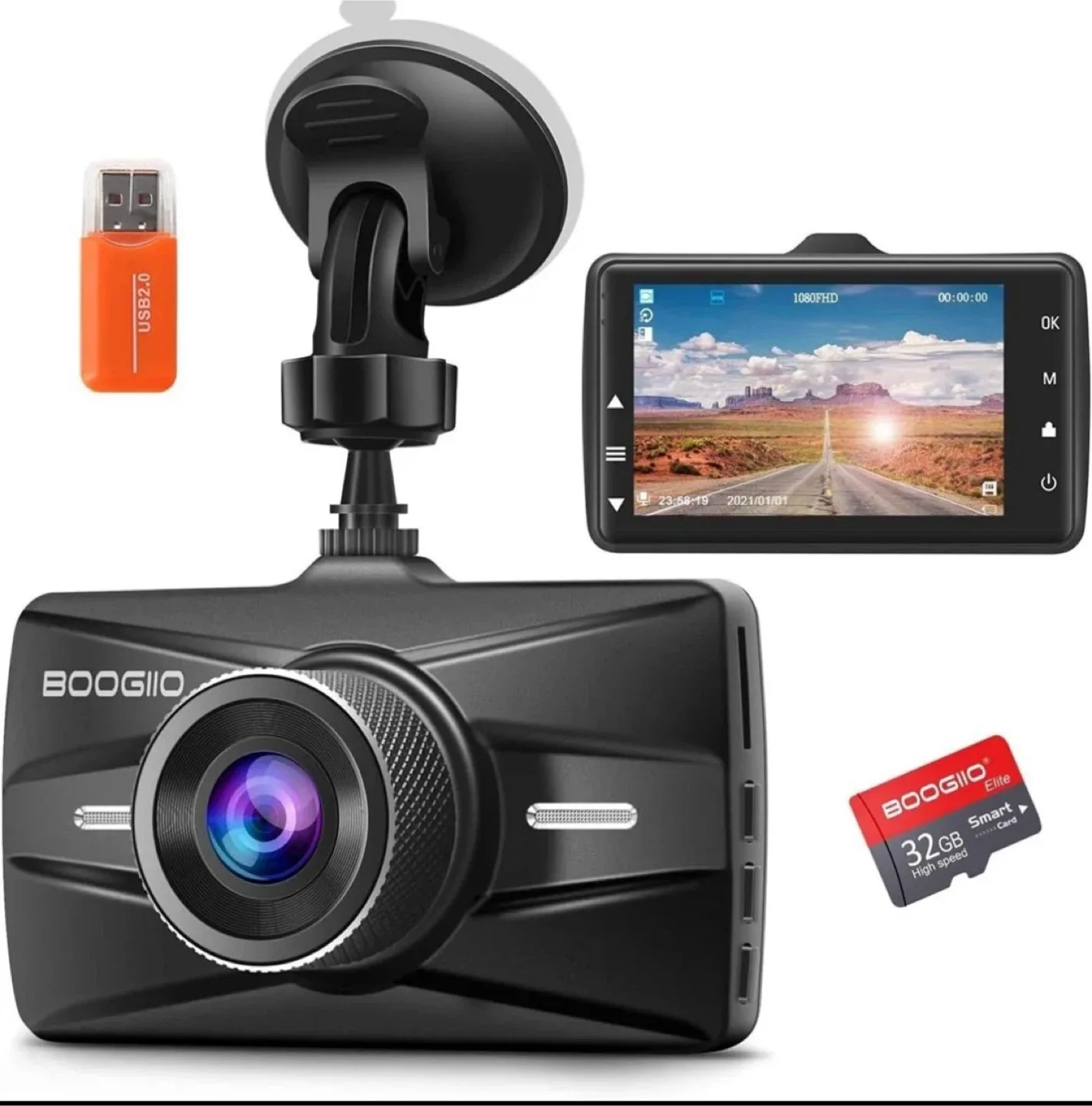 BOOGIIO Elite FHD 1080P Dash Cam - New