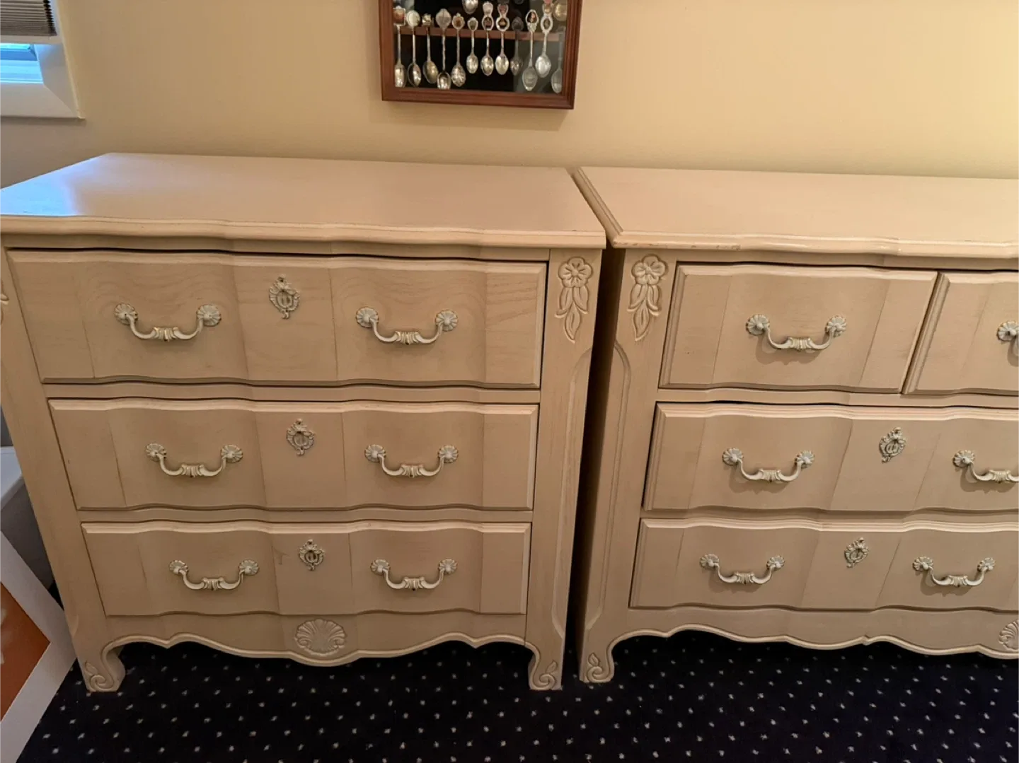 Vintage  7 piece Beige Dresser and Desk Set image indicator(2)