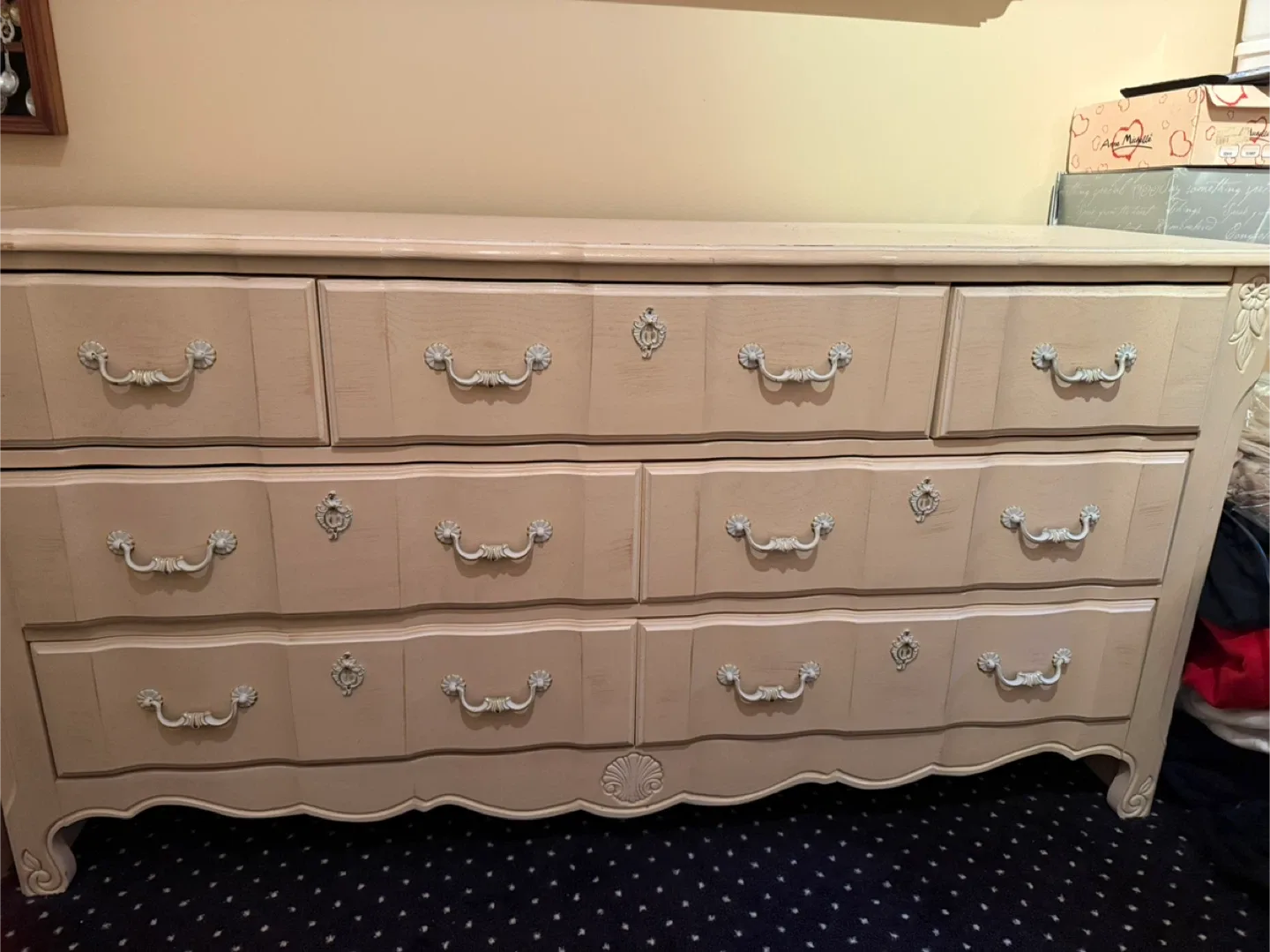 Vintage  7 piece Beige Dresser and Desk Set image indicator(3)