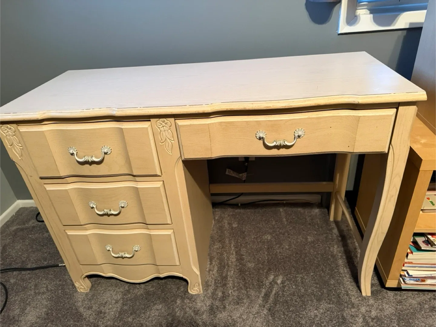 Vintage  7 piece Beige Dresser and Desk Set image indicator(4)