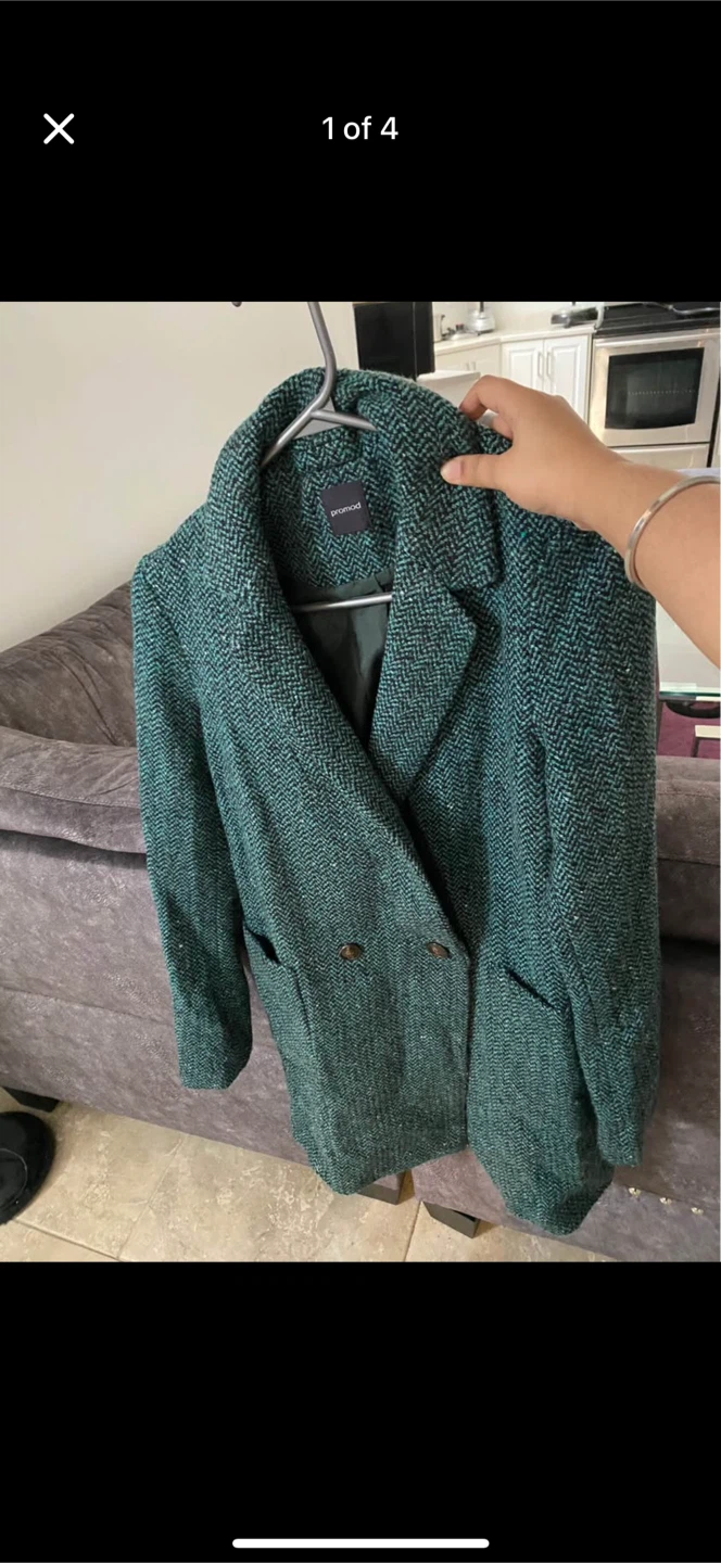 Promod Green Herringbone Blazer