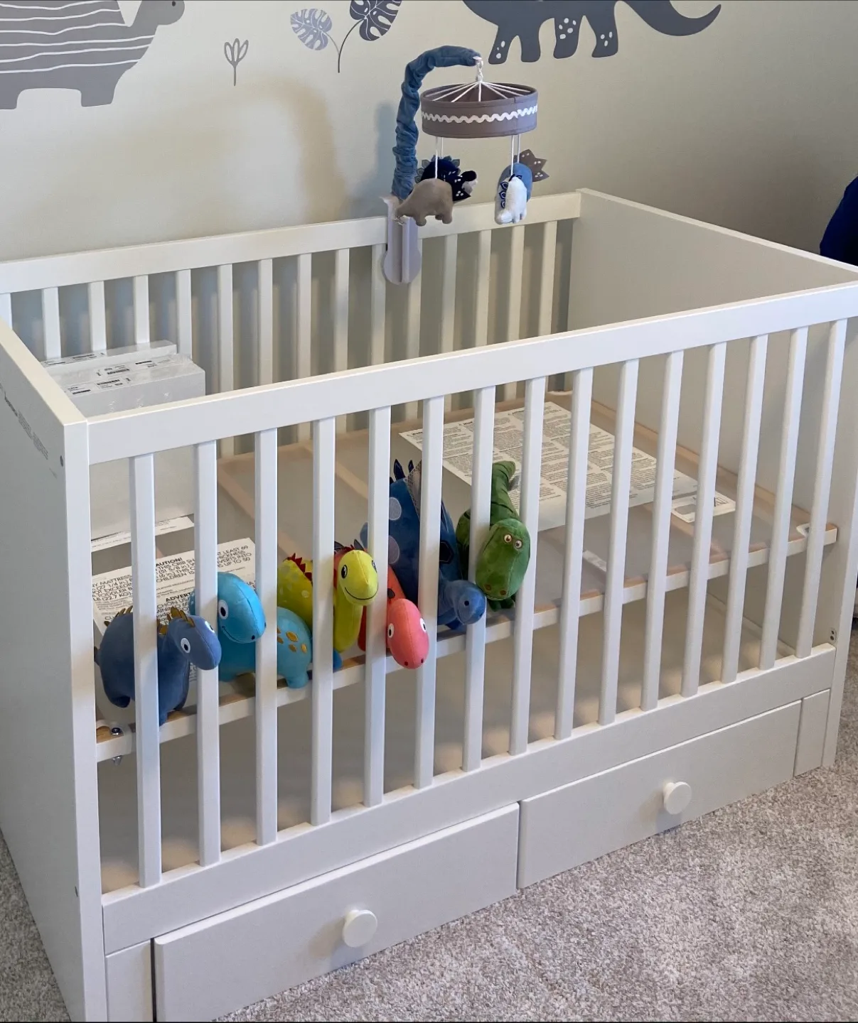 White Baby Crib with 2 drawers (IKEA)