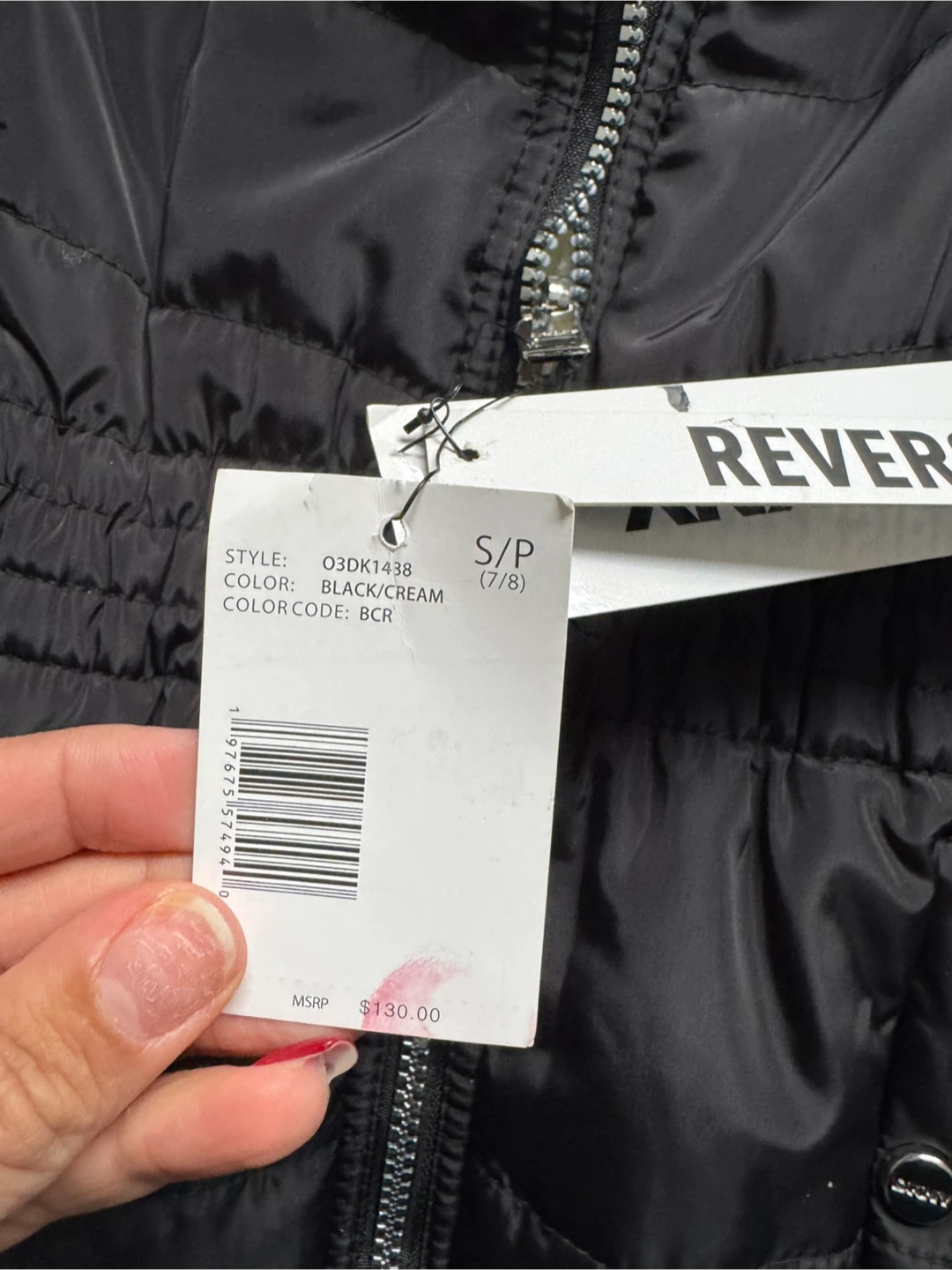 New DKNY Reversible Puffer Coat - Black/Cream - Size S - photo 5