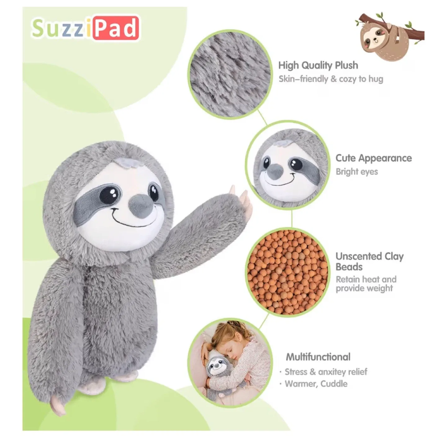 SuzziPad Heat Me Up! Sloth Plush image indicator(3)