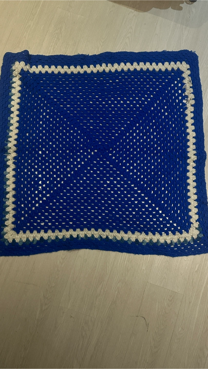 Handmade Blue & White Crocheted Blanket
