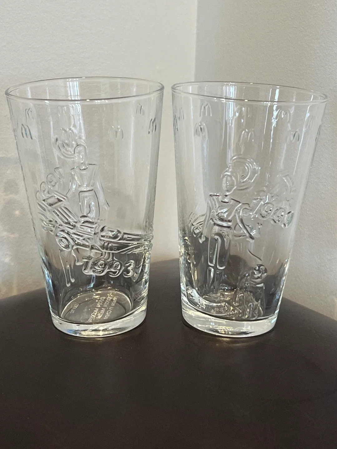 two McDonald's Hotwheels 1993 Barbie 1999 Vintage Glasses