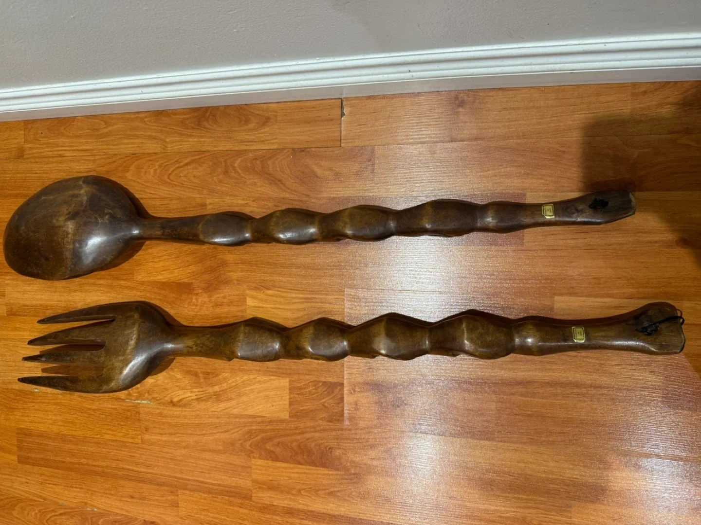 Large Decorative Wooden Spoon and Fork Set image indicator(8)