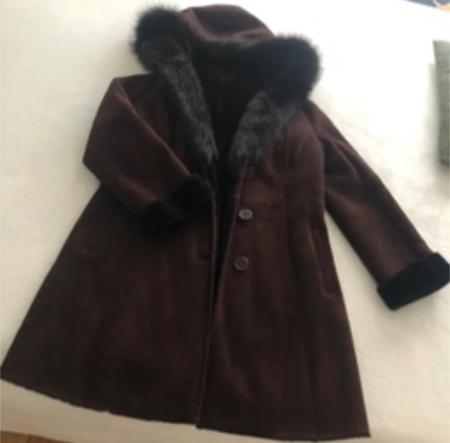 Lamb skin Coat with Fur Trim thumbnail