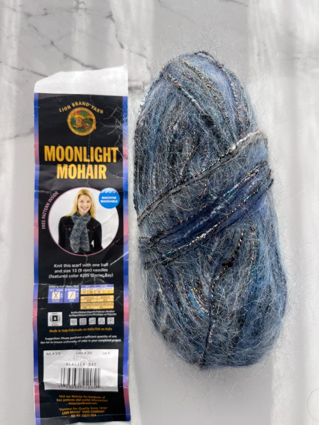 Lion Brand Moonlight Mohair Yarn - Glacier Bay thumbnail