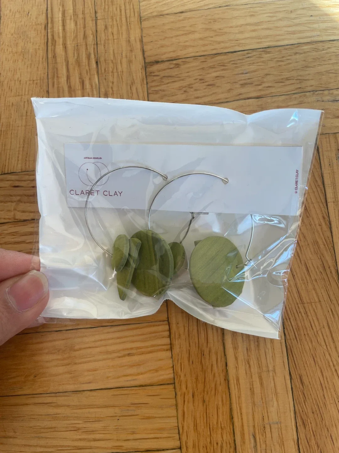 Claret Clay Green Earrings - New in Package