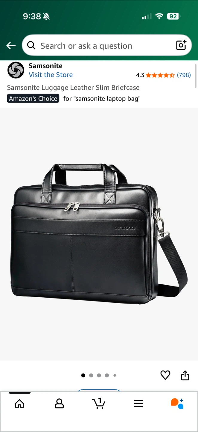 Samsonite Luggage Leather Slim Briefcase - photo 5