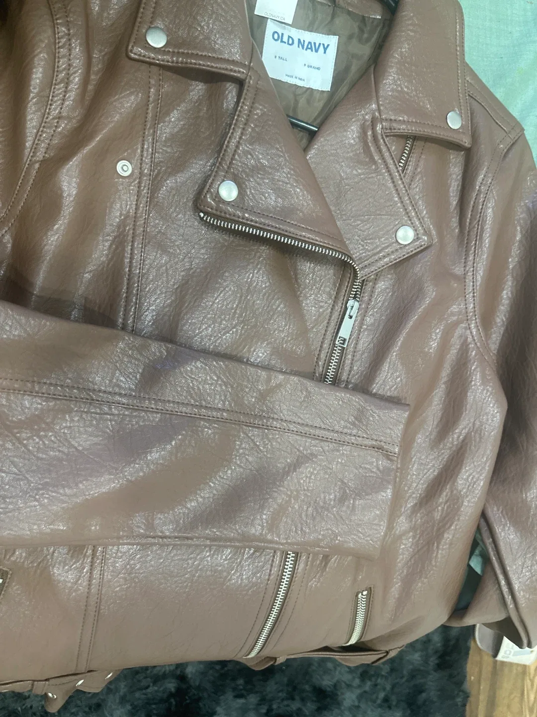 Old Navy Faux Leather Jacket - Size S Tall image indicator(3)