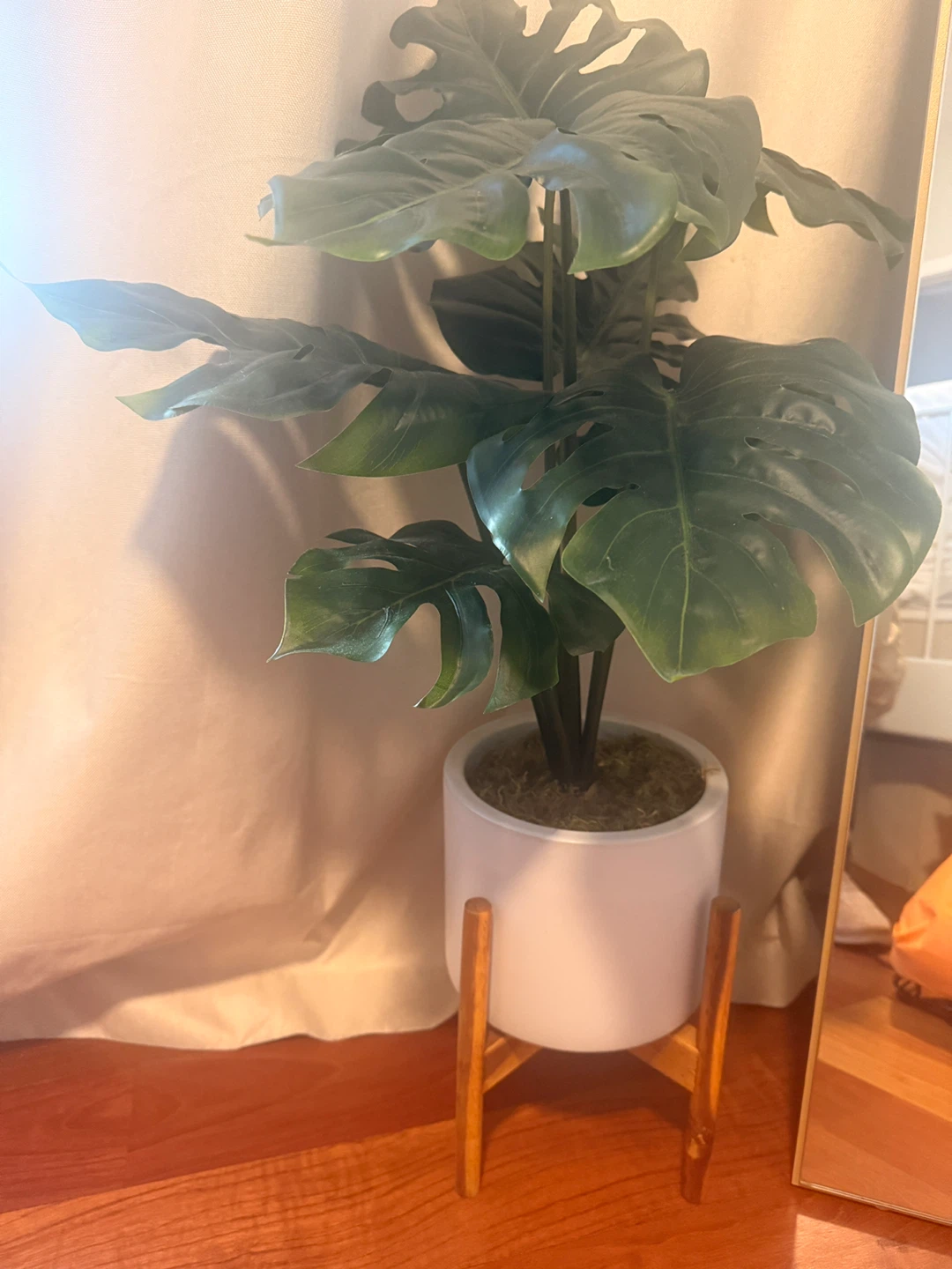 Faux Monstera Plant with Pot & Stand