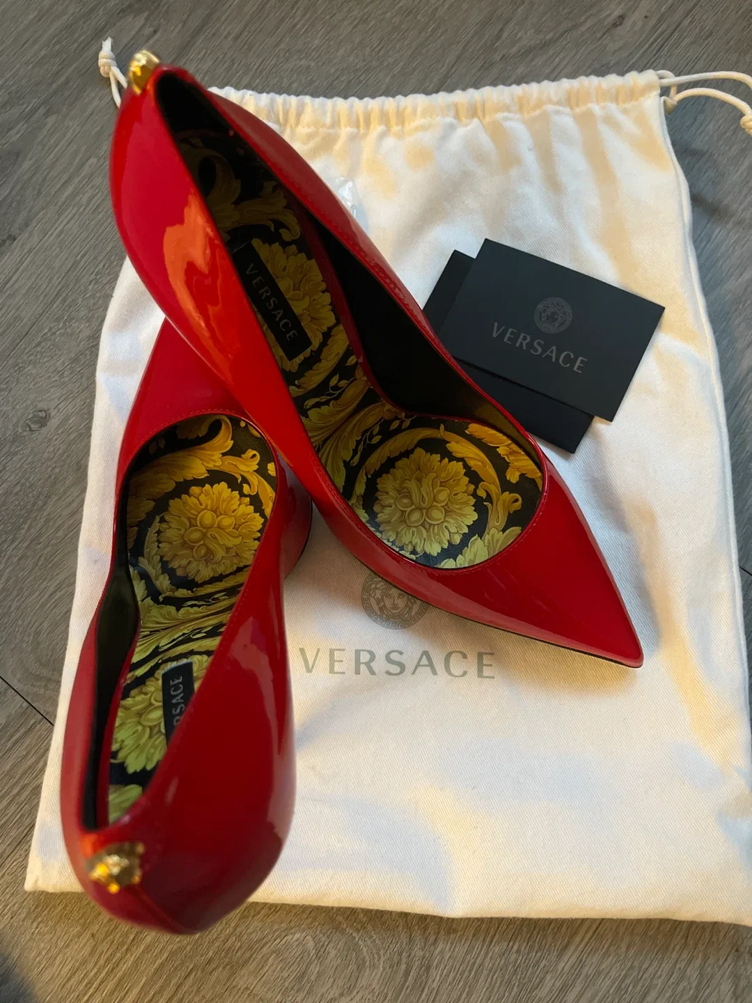 Salvatore Ferragamo Glitter Heels & Versace Red Pumps image indicator(2)