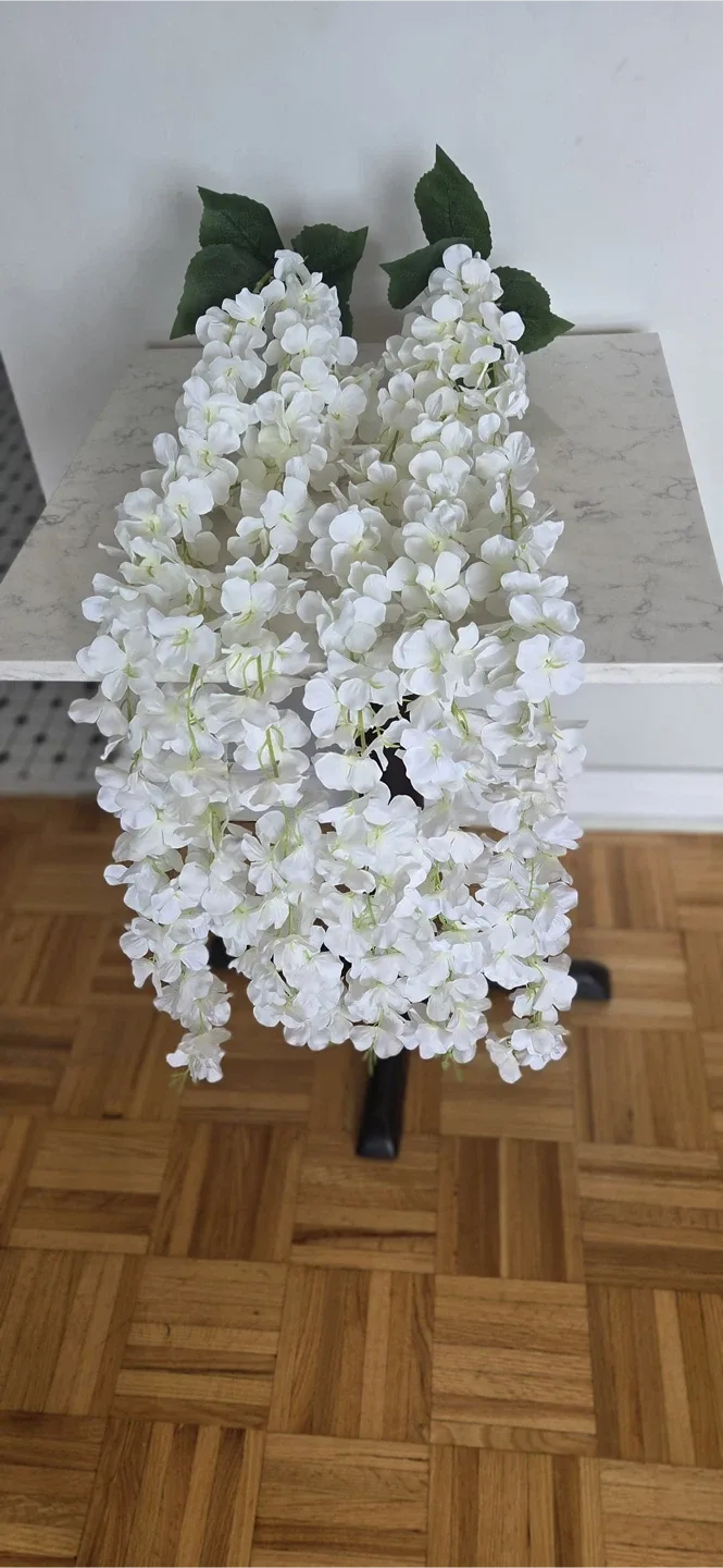 Artificial White Wisteria Hanging Flowers