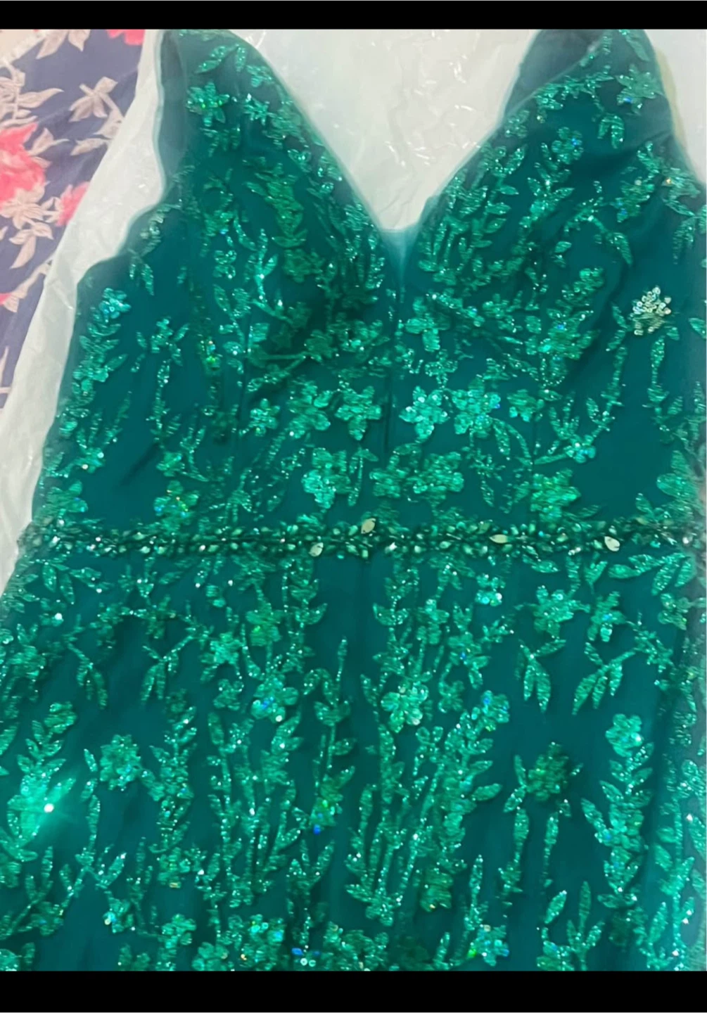 Emerald Green Sequin Formal Dress - photo 2