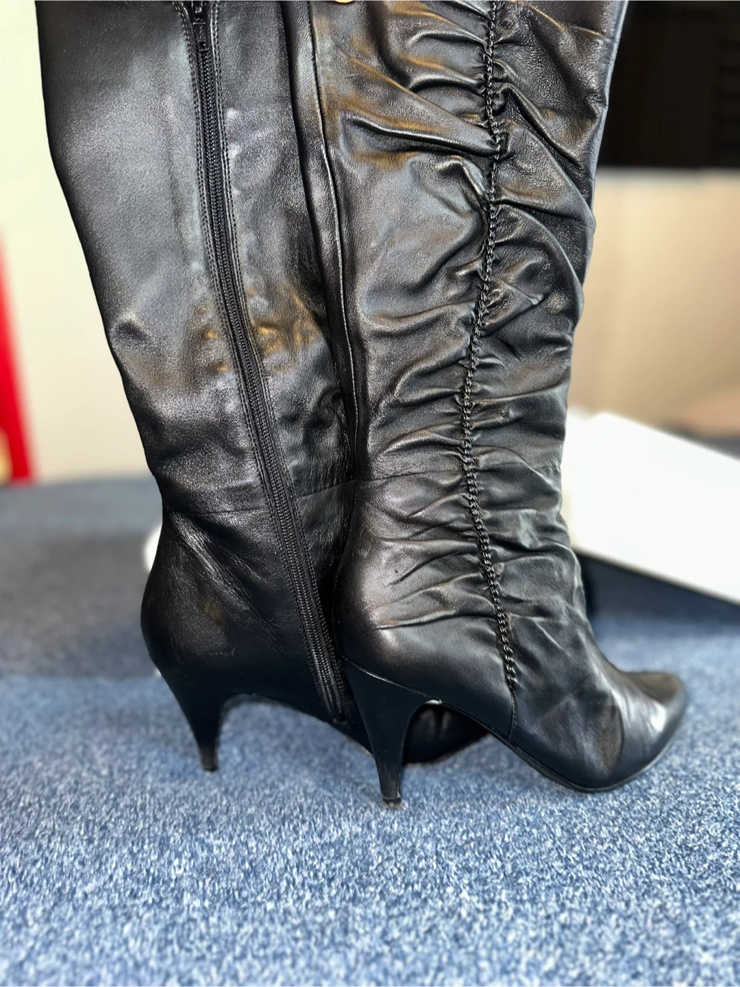 Shoes Black Leather Knee-High Boots - photo 2