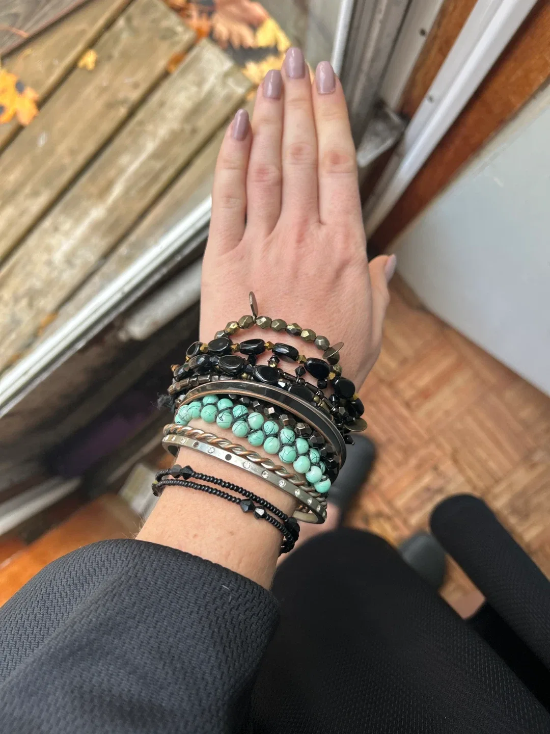 LOT- Assorted Bracelets - Black, Turquoise, Silver image indicator(3)