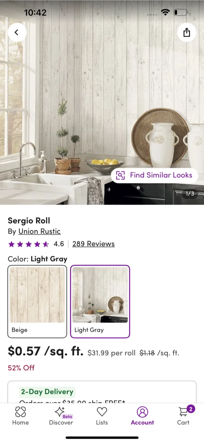 Rustic Sergio Roll Light Gray Wallpaper