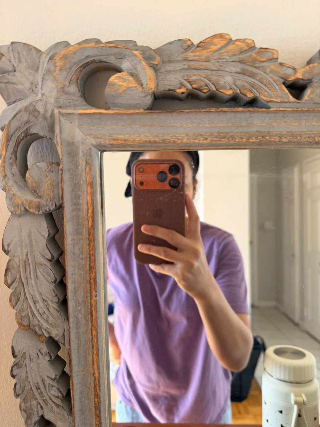 Vintage wooden frame mirror image indicator(2)