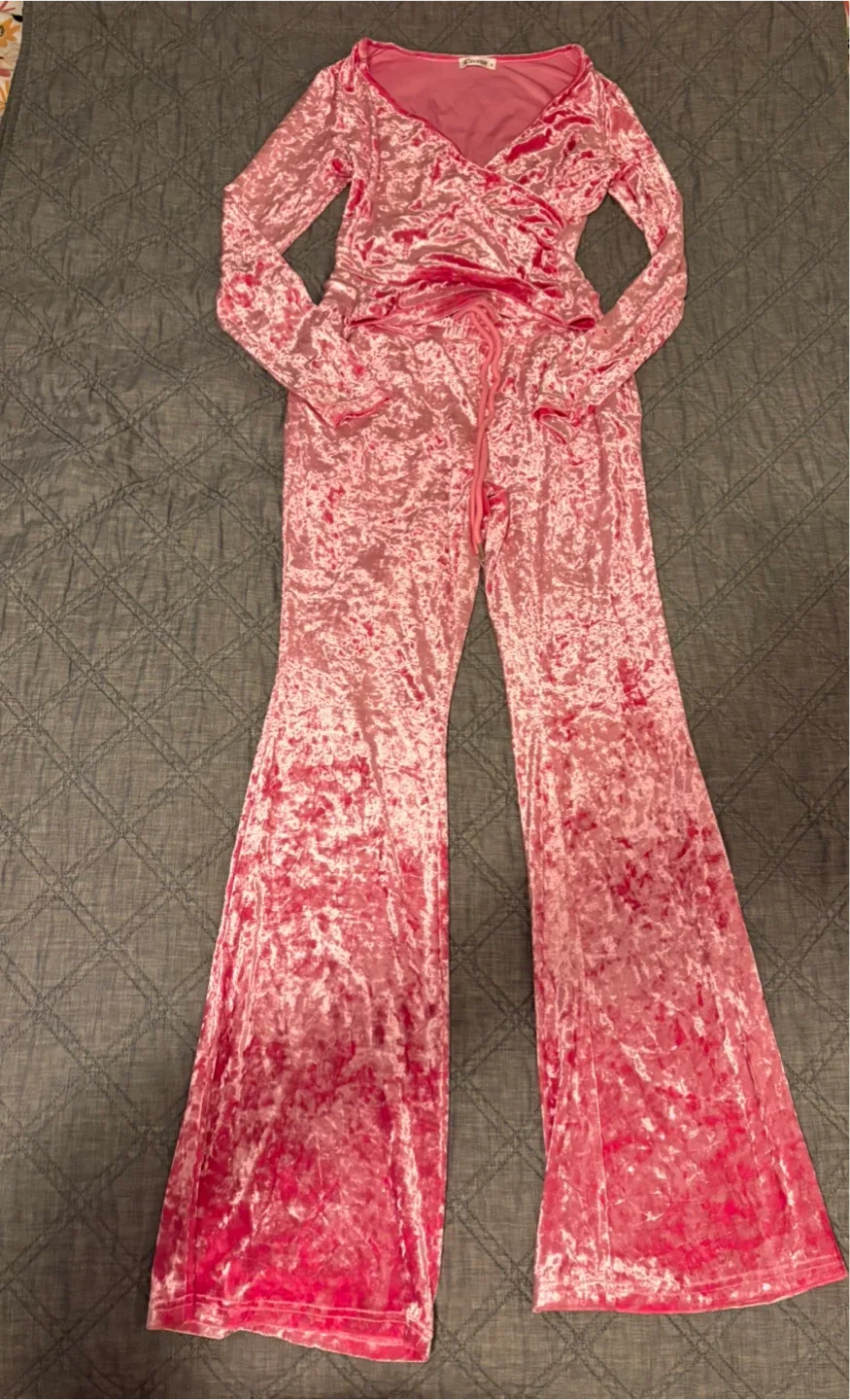 Ceceve Pink Velvet Lounge Set - Size S thumbnail