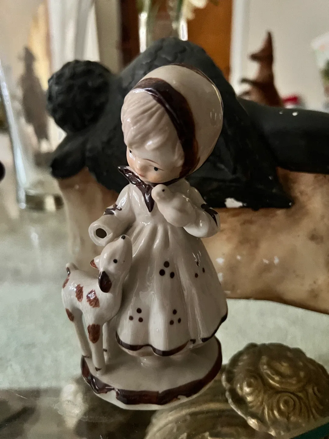 Vintage Girl with Lamb Figurine thumbnail