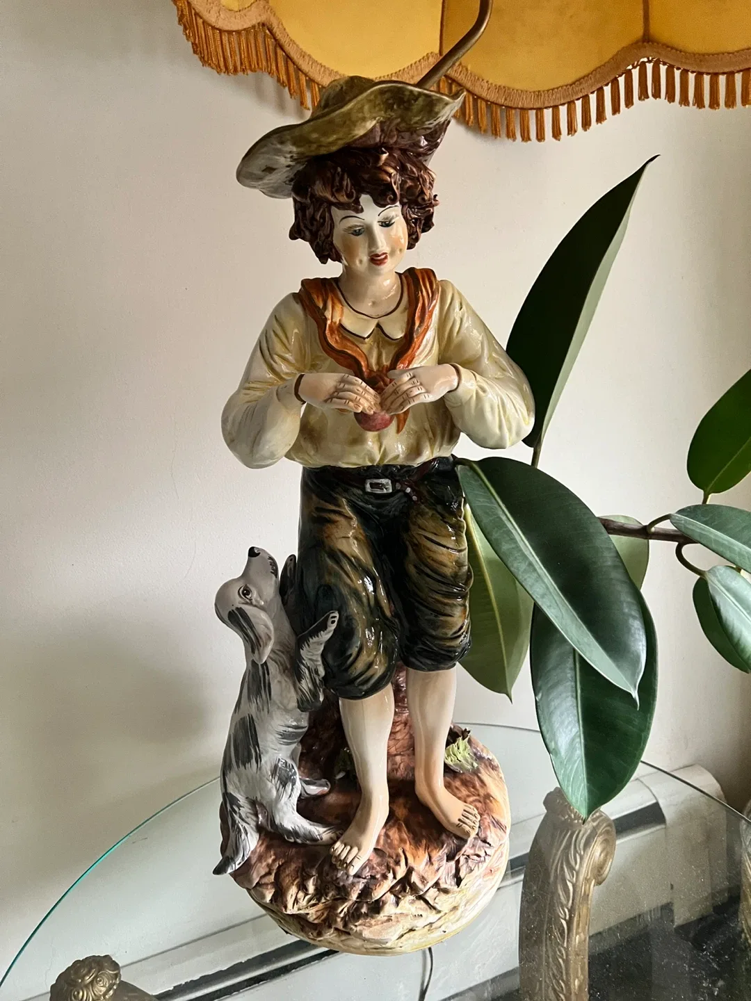 Vintage Boy with Dog Figurine Statue thumbnail