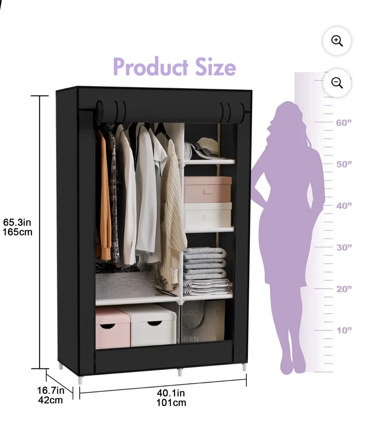Clothes Closet Wardrobe - Black image indicator(2)