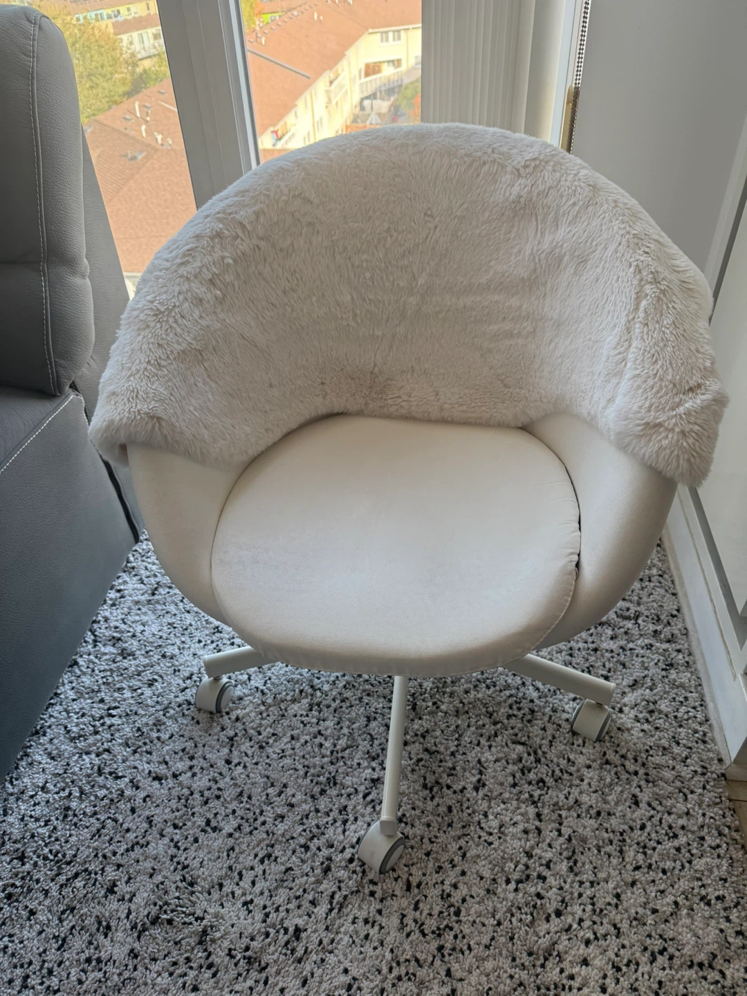 White Office Chair with Furry Cover