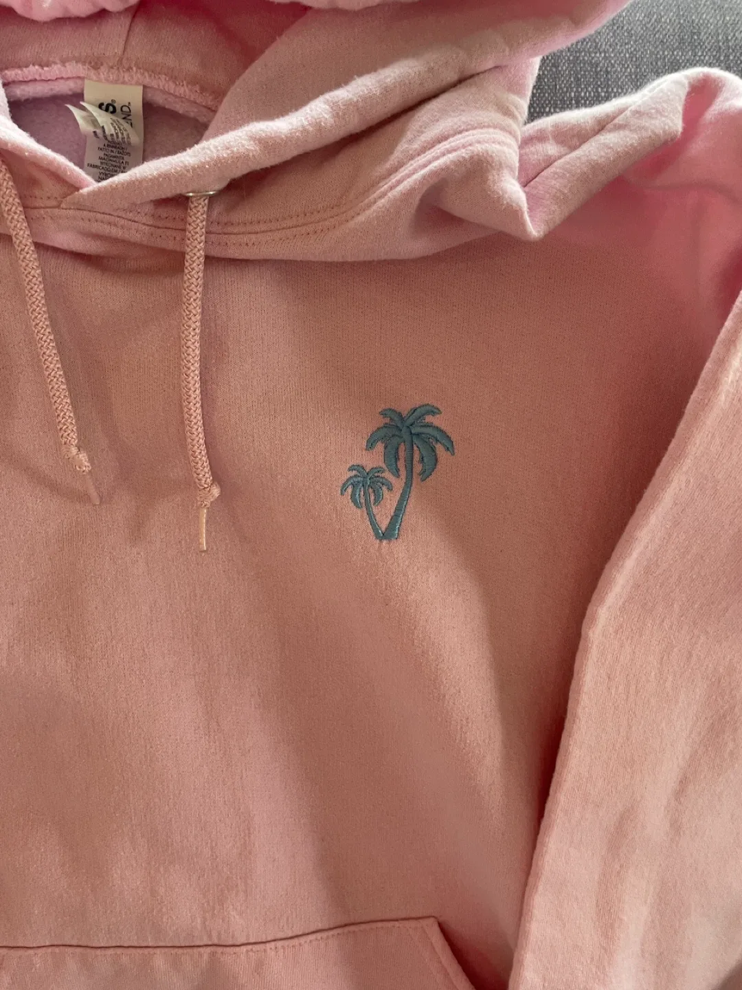 Pink Boat House Hoodie with Palm Tree Design size small image indicator(2)