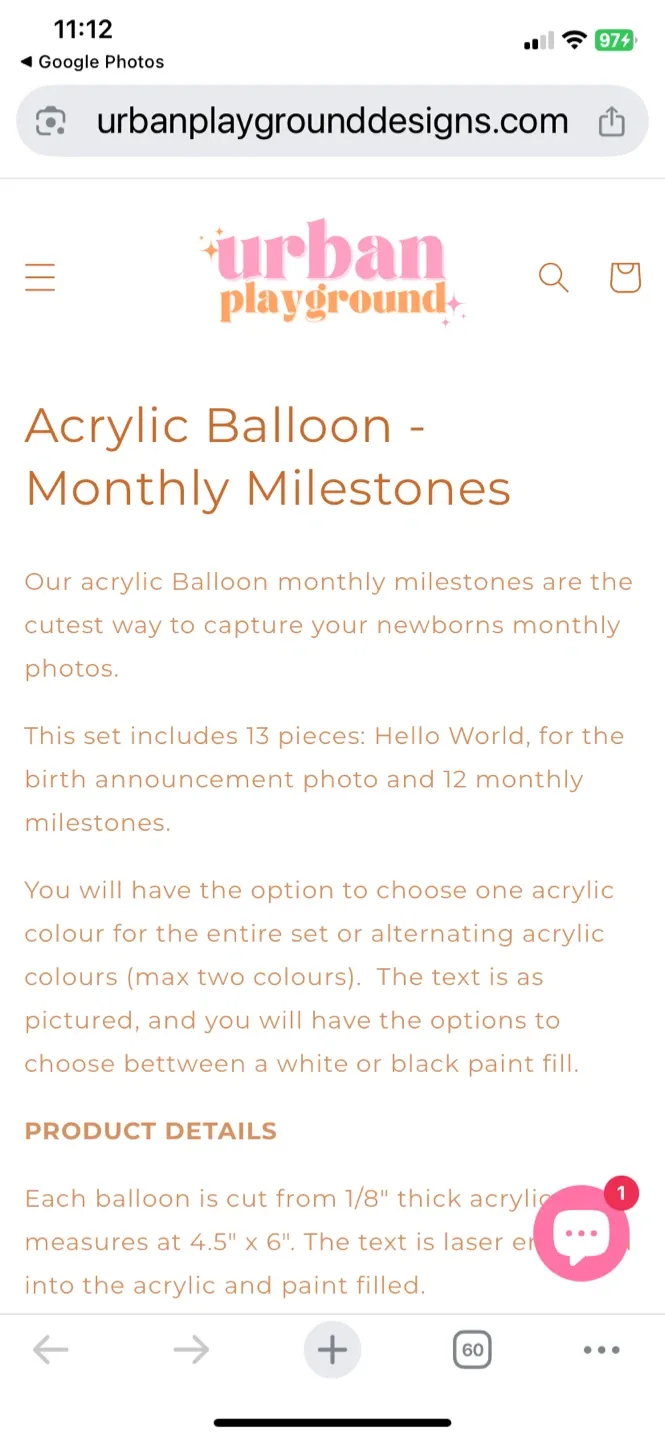 Urban Playground Acrylic Baby Monthly Milestone Balloons image indicator(3)