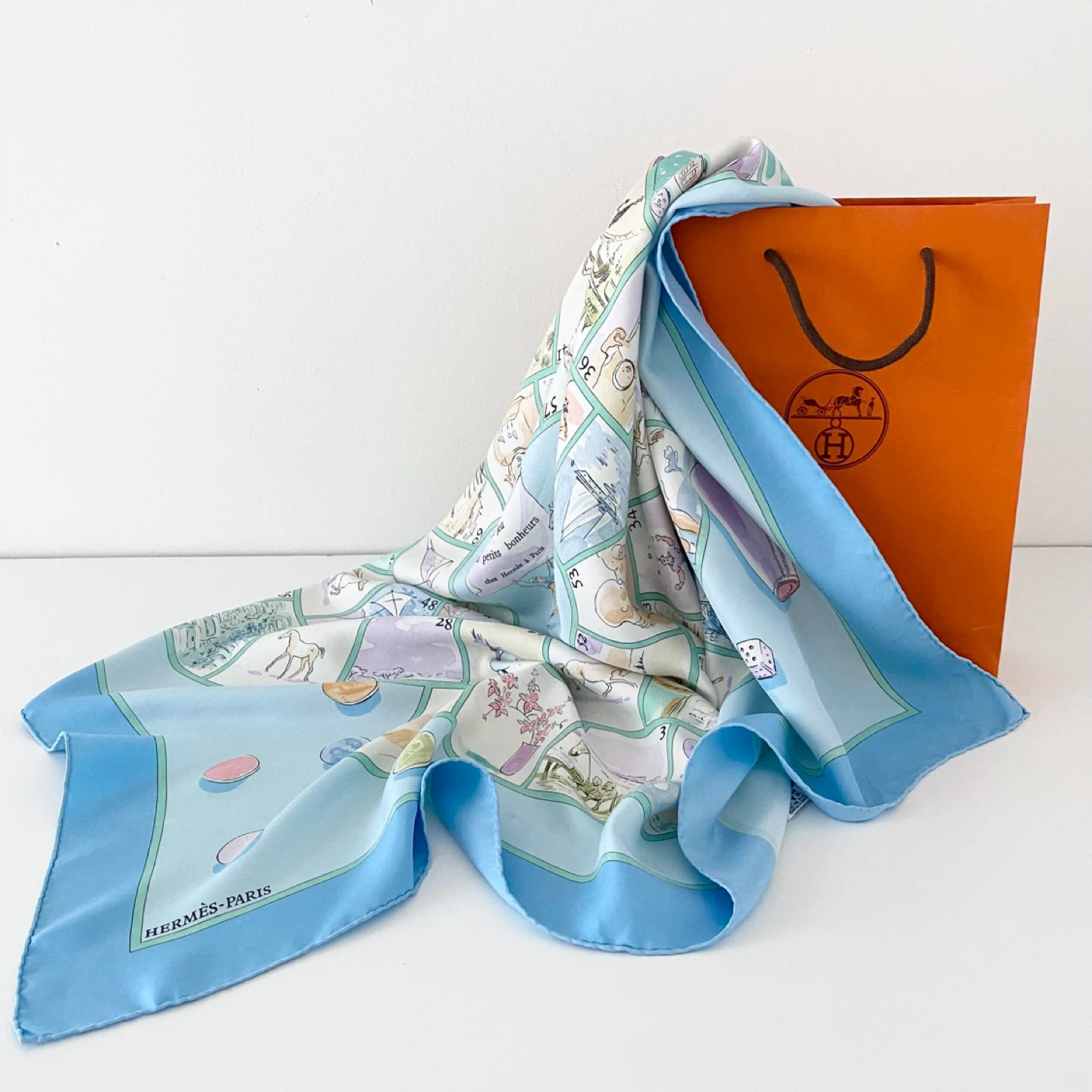 Authentic Hermès Silk Scarf  "Le Jeu des Petits Bonheurs"