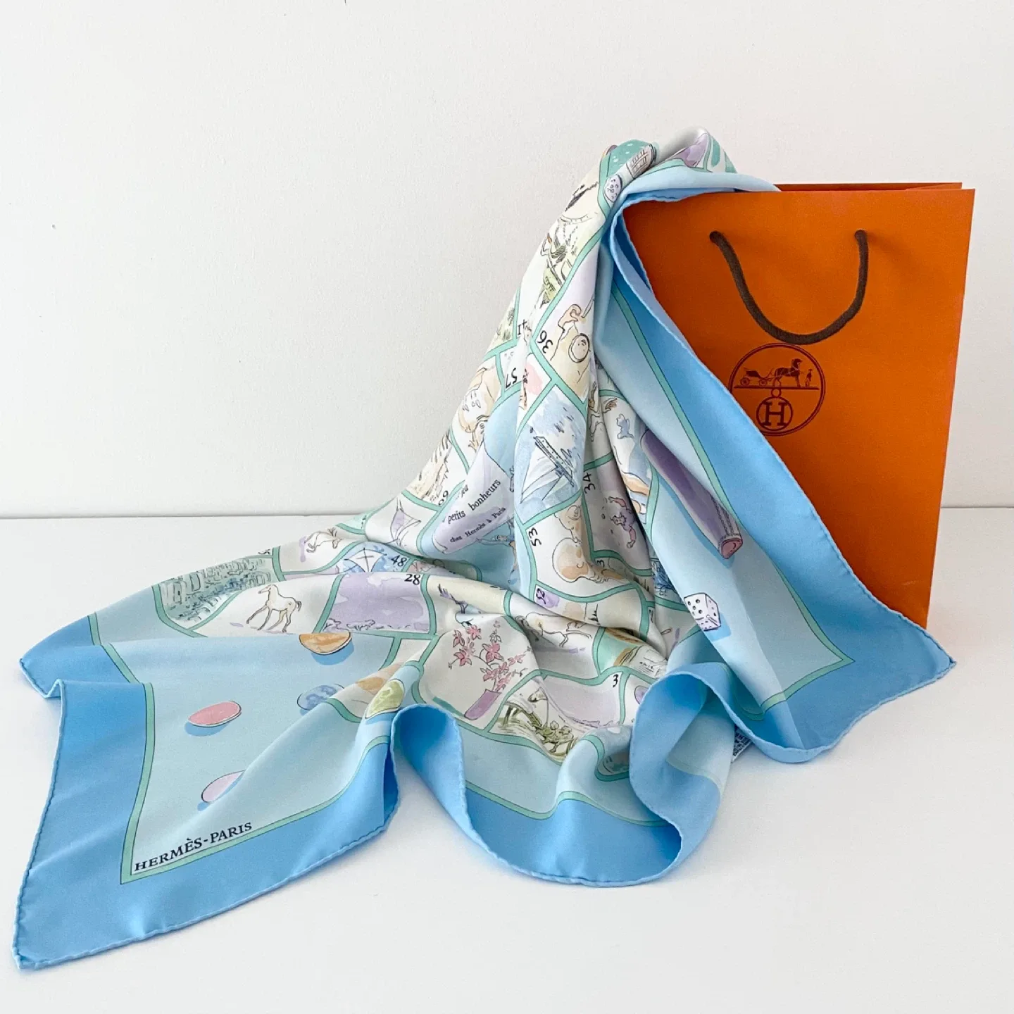 Authentic Hermès Silk Scarf  "Le Jeu des Petits Bonheurs" thumbnail