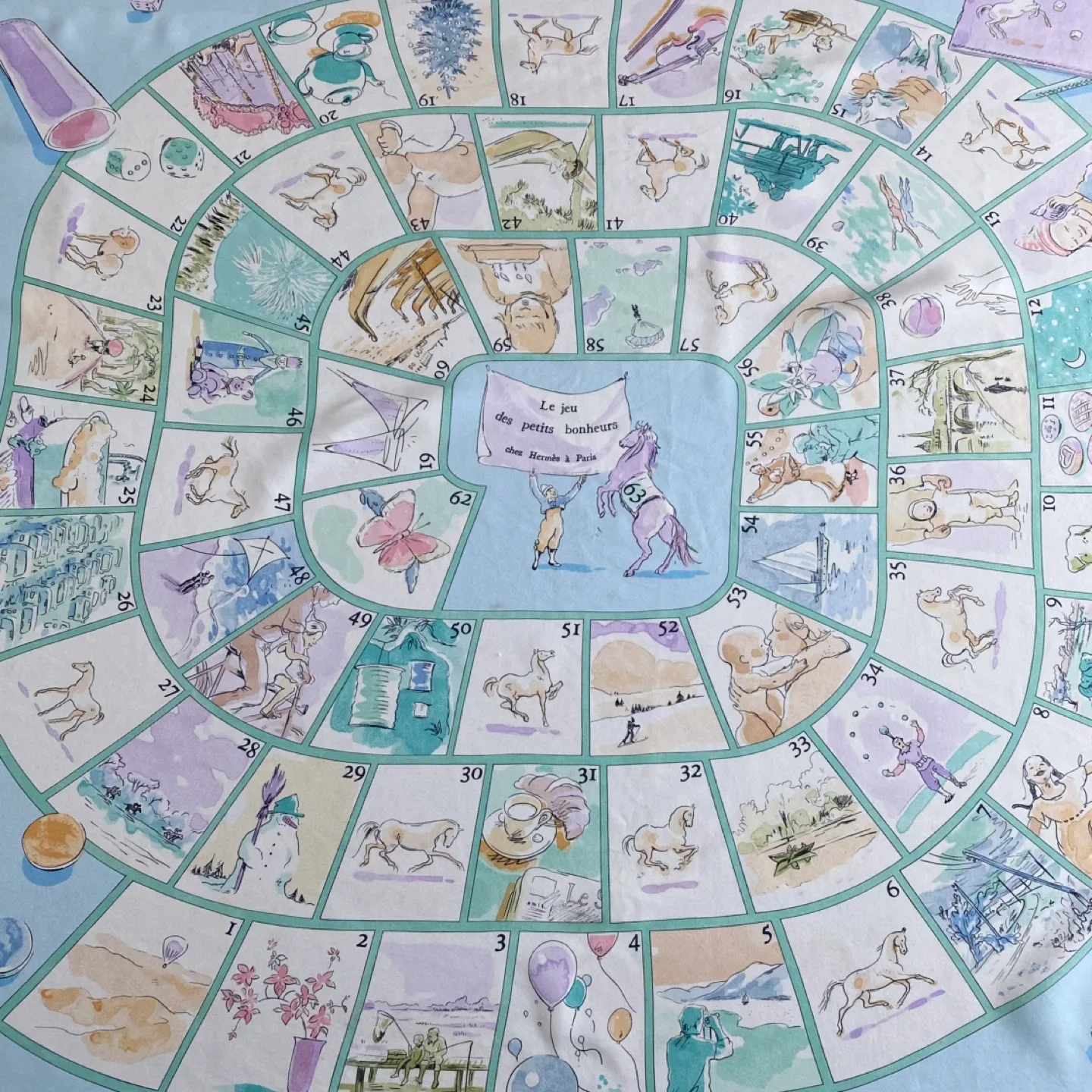 Authentic Hermès Silk Scarf  "Le Jeu des Petits Bonheurs" image indicator(6)