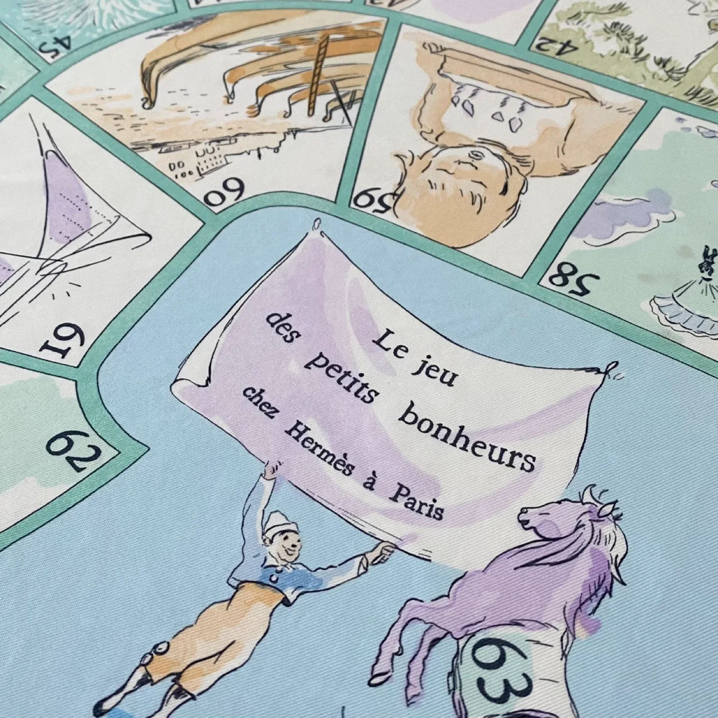Authentic Hermès Silk Scarf  "Le Jeu des Petits Bonheurs" image indicator(4)