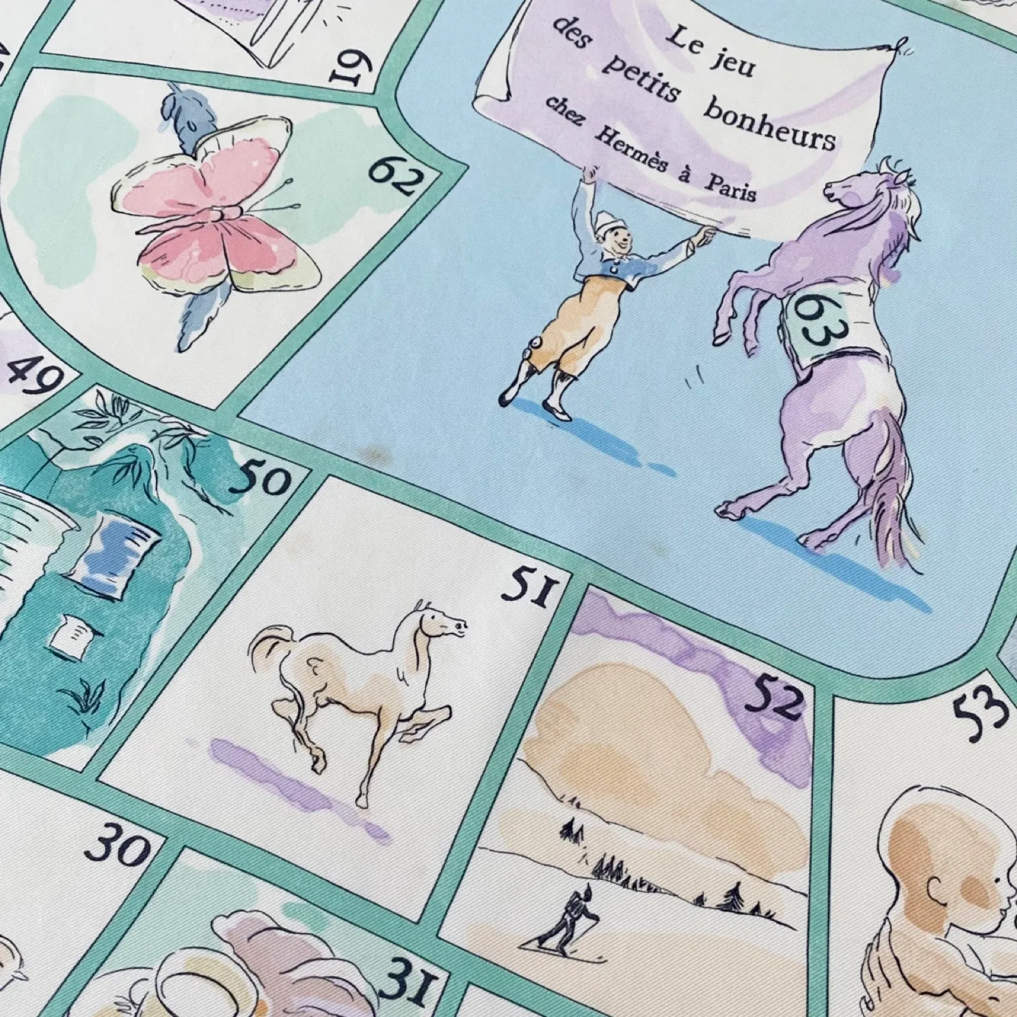 Authentic Hermès Silk Scarf  "Le Jeu des Petits Bonheurs" image indicator(10)