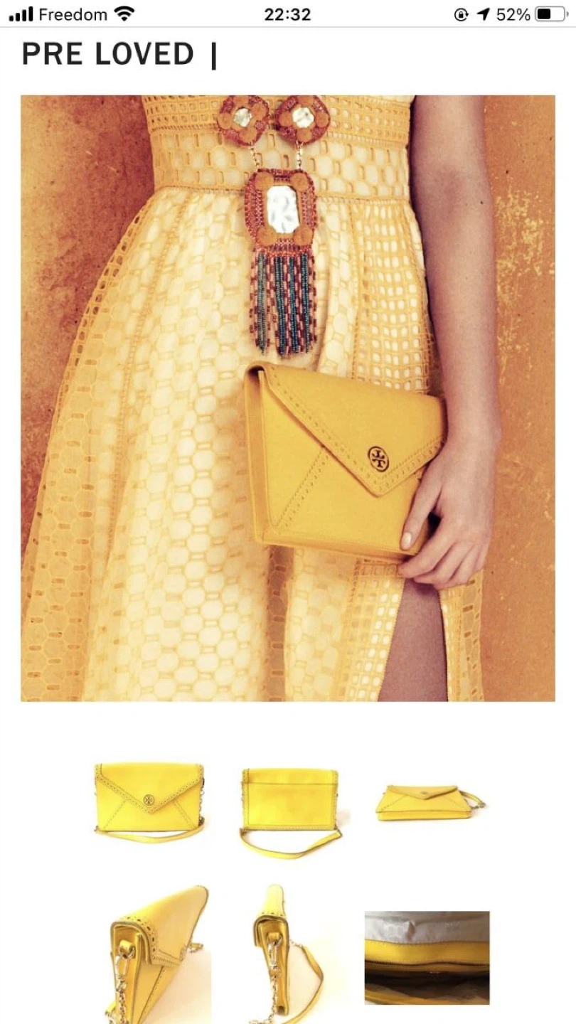 Tory Burch Yellow Robinson Envelope Clutch