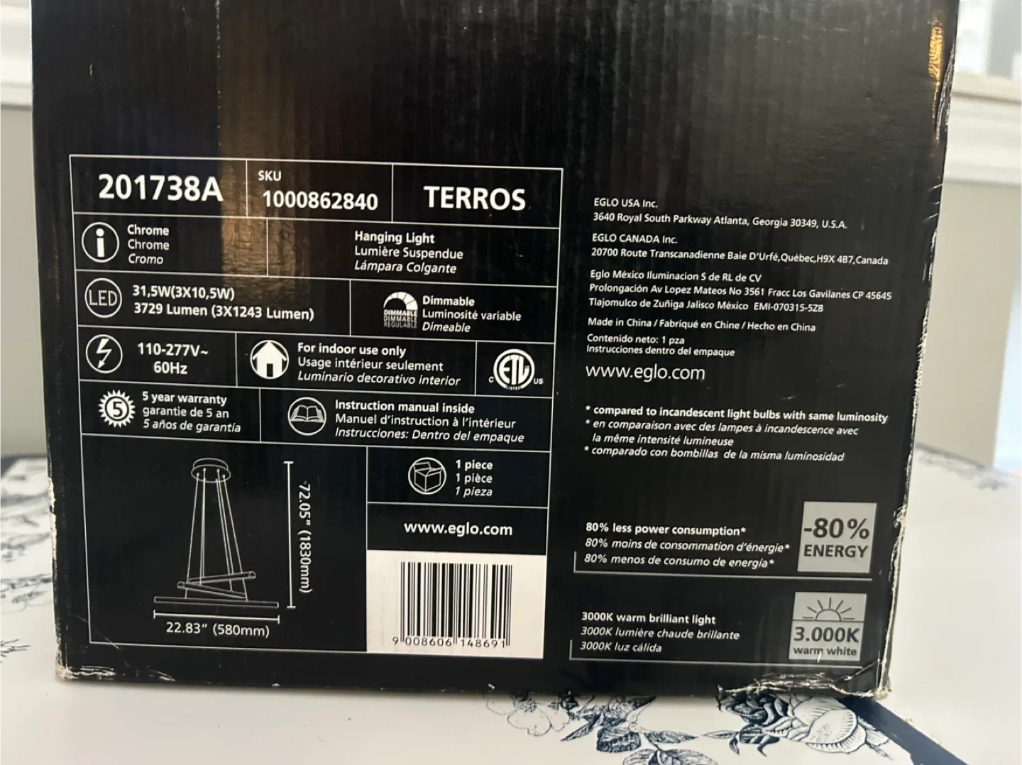 $95 Off! – EGLO DNA Linear LED Pendant – Never Installed – $125 image indicator(4)