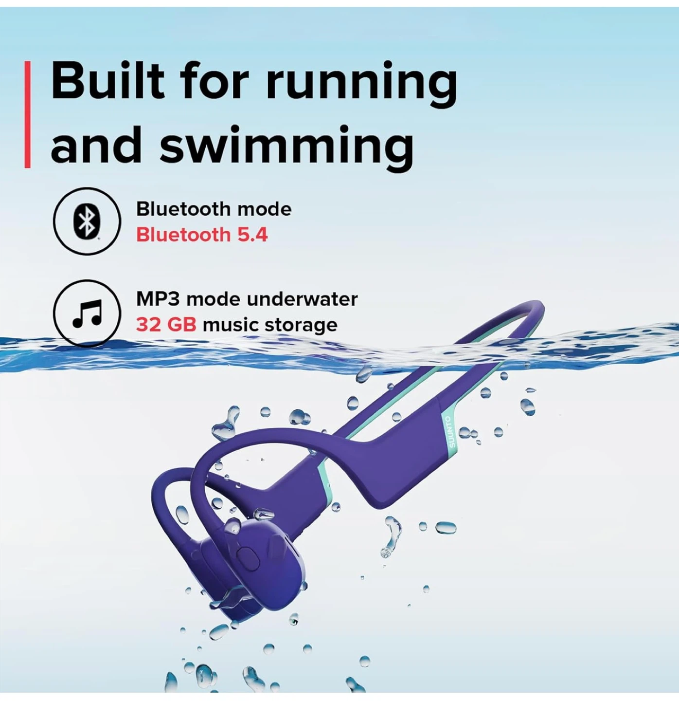 Suunto Aqua Light Bone Conduction Headphones - Purple - photo 2