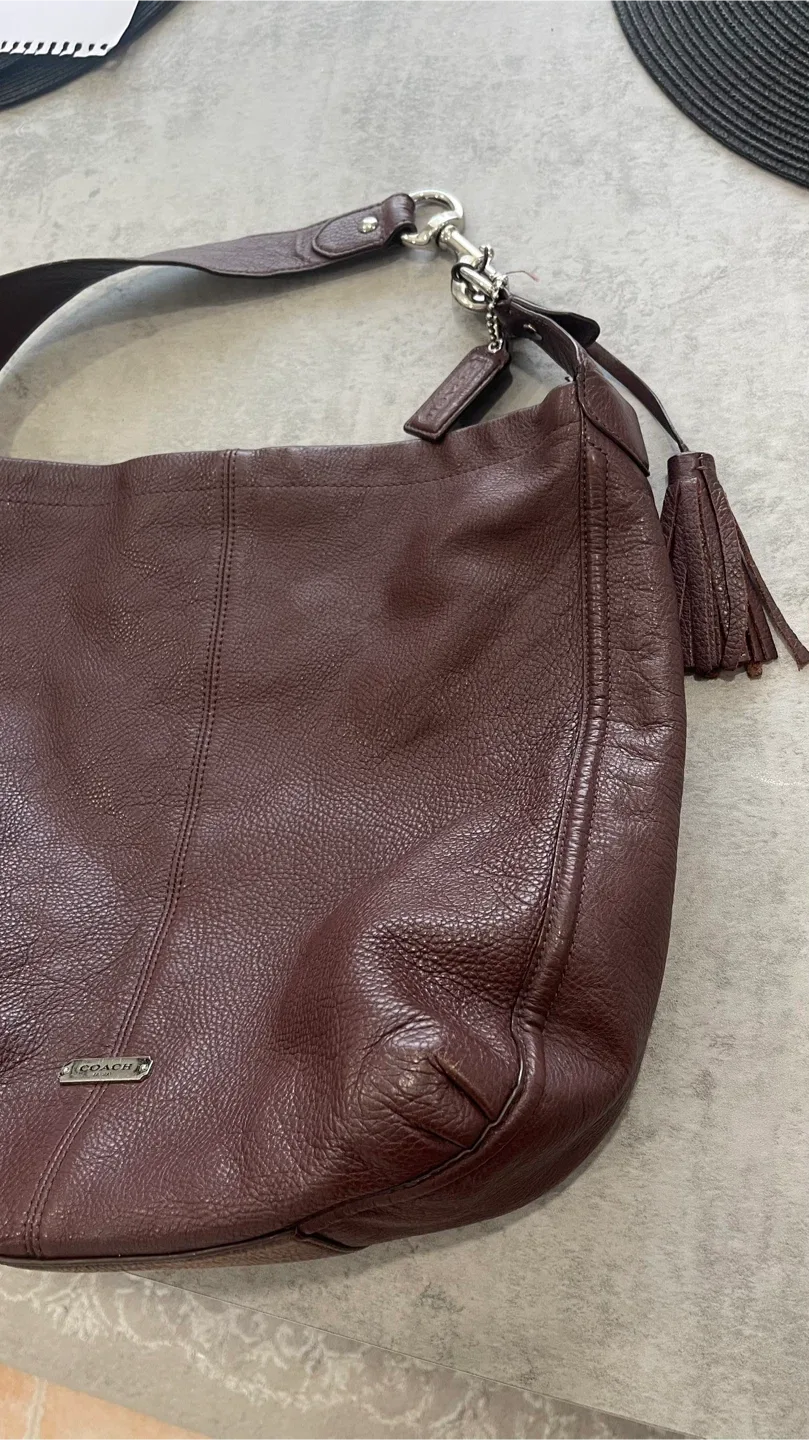 Coach Leather Hobo Bag - Burgundy image indicator(2)