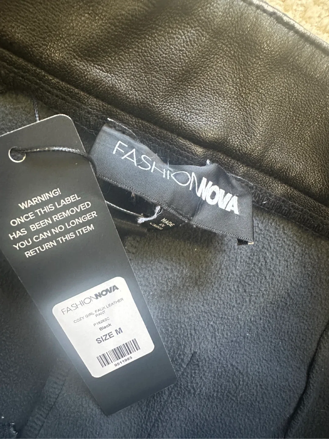 New Fashion Nova Cozy Girl Faux Leather Pants - Size M image indicator(3)