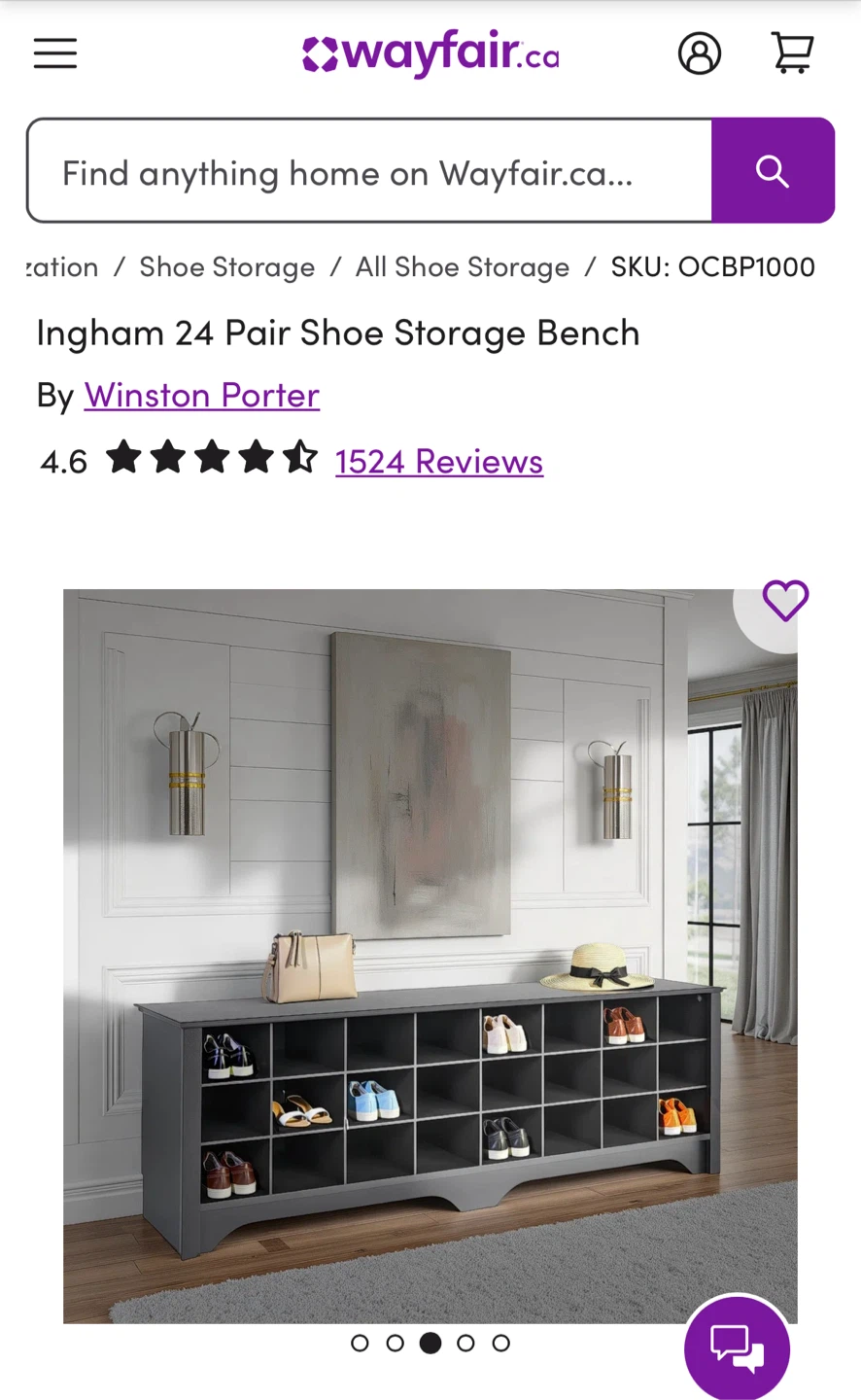 Winston Porter Ingham 24 Pair Shoe Storage Bench - photo 2