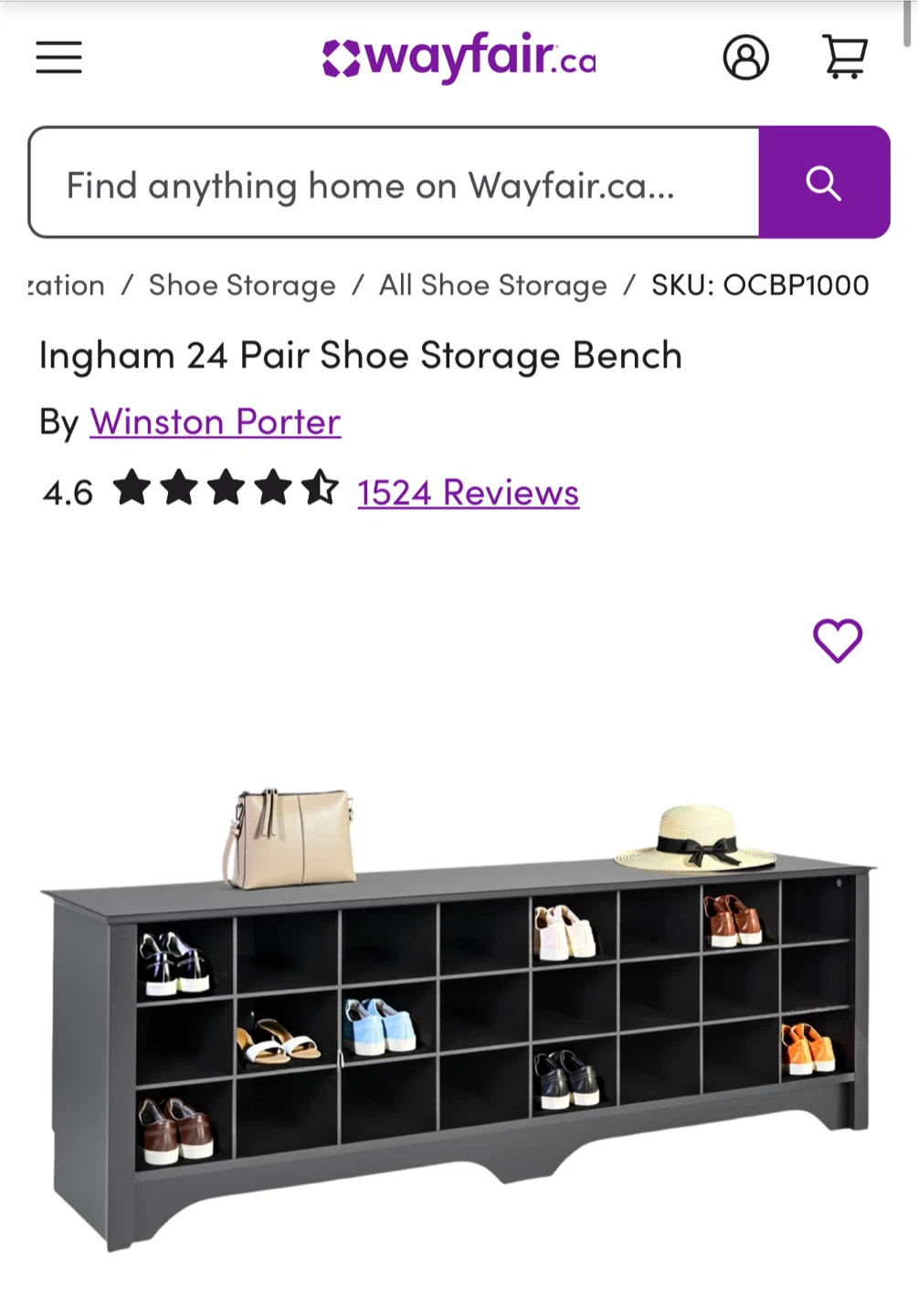 Winston Porter Ingham 24 Pair Shoe Storage Bench