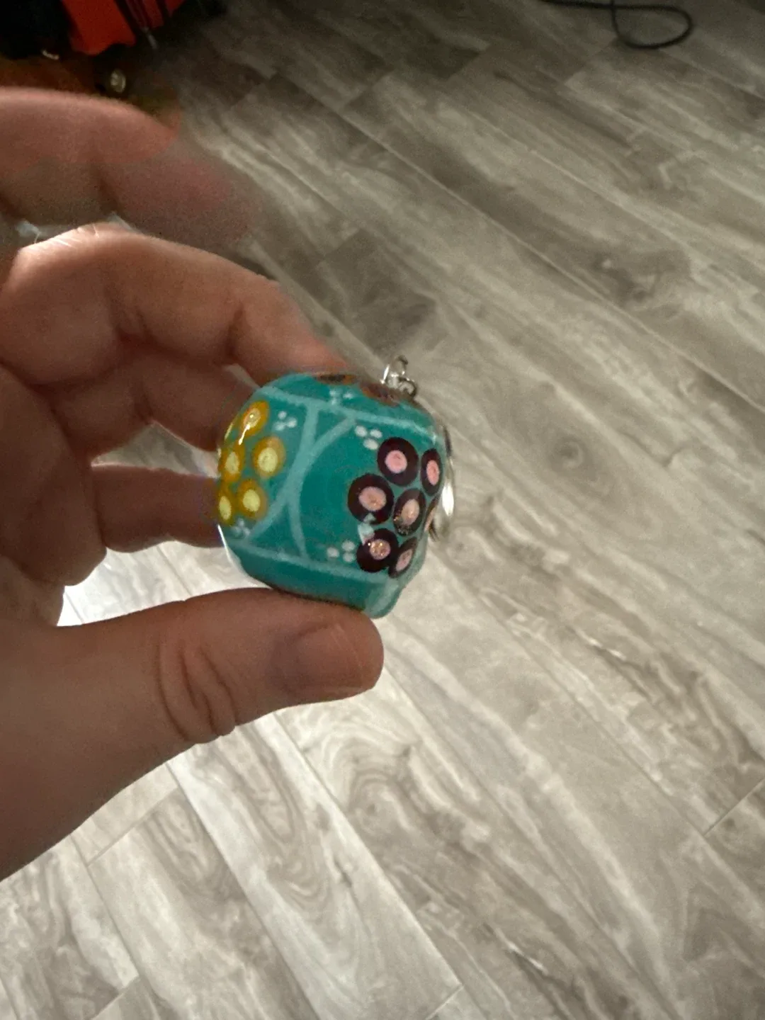 Handmade Turquoise Sugar Skull Keychain image indicator(3)