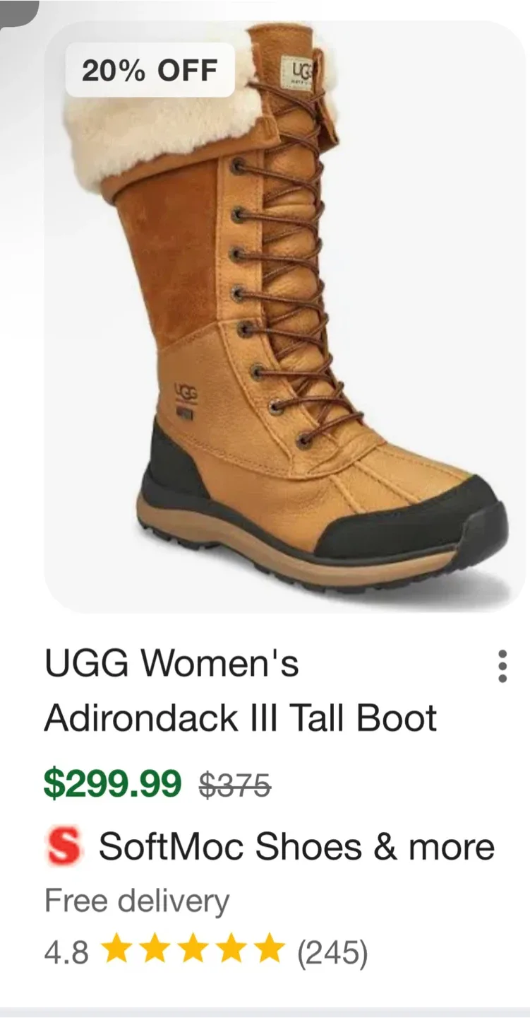 UGG Adirondack III Tall Boots, Women's Size 8