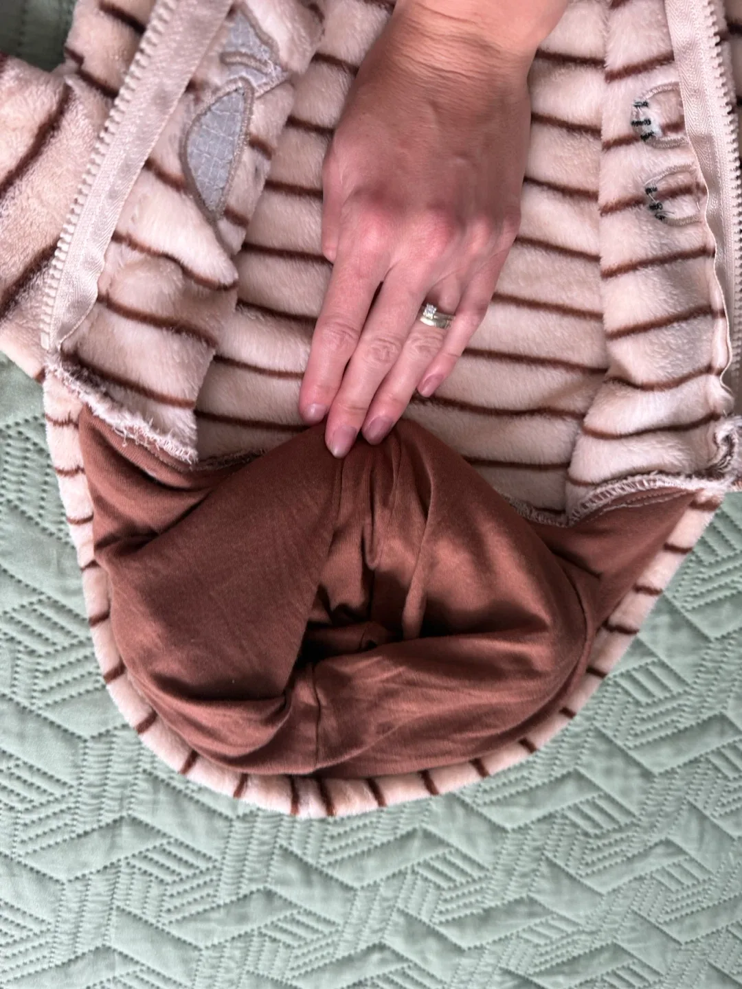 Striped Dog Plush Baby Onesie image indicator(3)