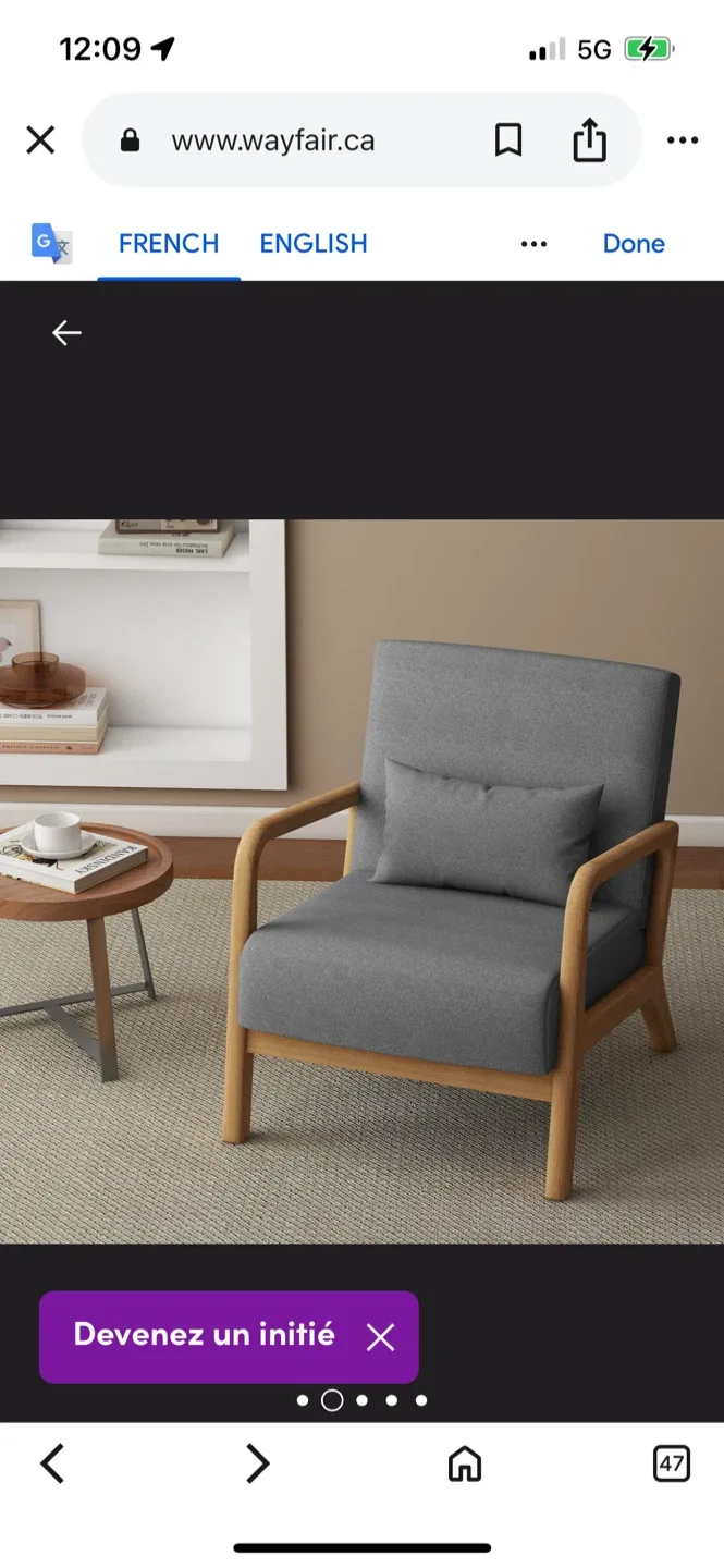 Brand New Wayfair Grey Armchair image indicator(2)